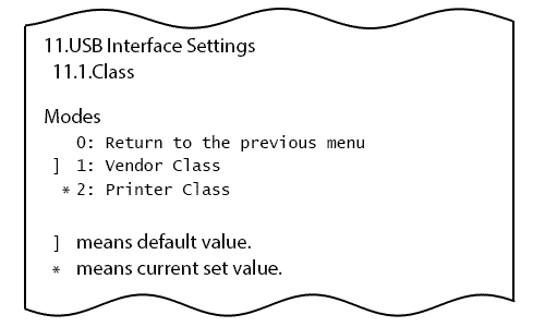 USB Interface Settings - Class